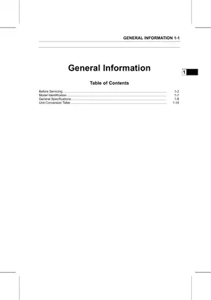 Kawasaki KX250F Motorcycle Service Manual & Quick Reference Guide Preview image 5