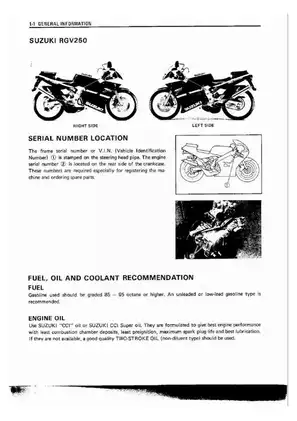 1989-1996 Suzuki RGV 250 (Gamma) service manual Preview image 4