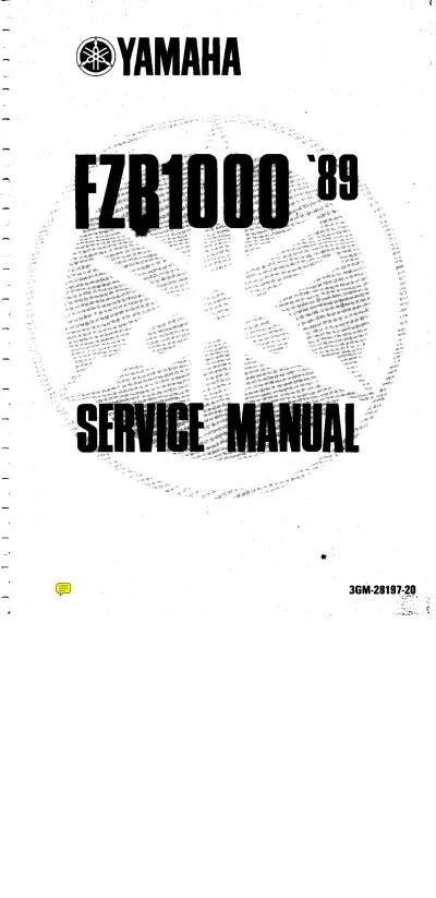 Preview: 1989 Yamaha FZR1000 Service Manual (P/N 3GM-28197-20)