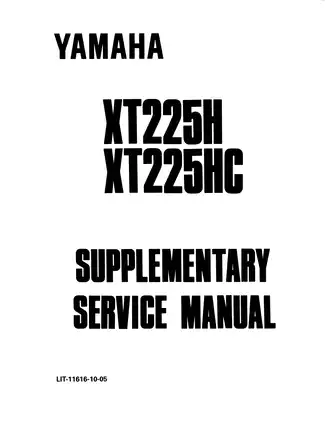 Yamaha XT225H/HC Supplementary Service Manual - Complete Guide for Mechanics Preview image 2