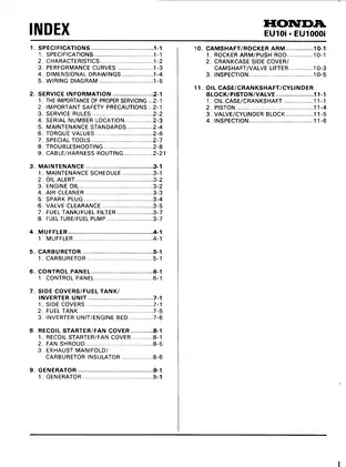 Honda EU10i, EU1000i inverter generator service manual Preview image 3