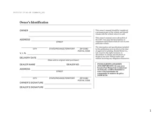 2010 Honda CR-V Owner's Manual - Comprehensive Guide for Owners Preview image 2
