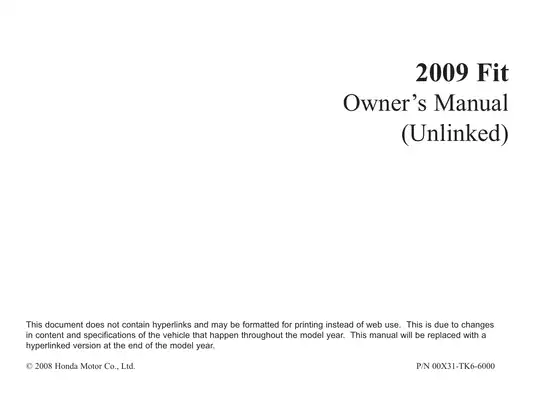 2009 Honda Fit Owner's Manual - Comprehensive Vehicle Guide