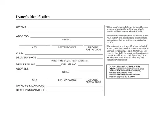 2009 Honda Fit Owner's Manual - Comprehensive Vehicle Guide Preview image 2