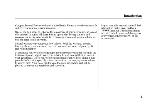 2009 Honda Fit Owner's Manual - Comprehensive Vehicle Guide Preview image 3