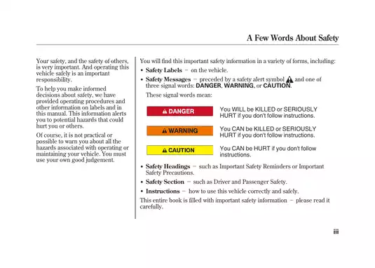 2009 Honda Fit Owner's Manual - Comprehensive Vehicle Guide Preview image 5