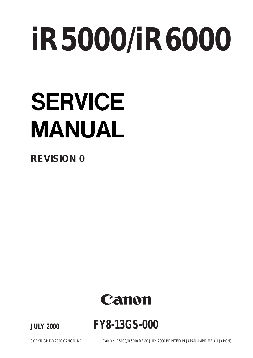 Canon IR5000, IR6000 copier service manual Preview image 6