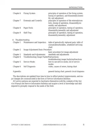Canon iR5000 / iR6000 Service Manual - Comprehensive Guide for Technicians Preview image 5