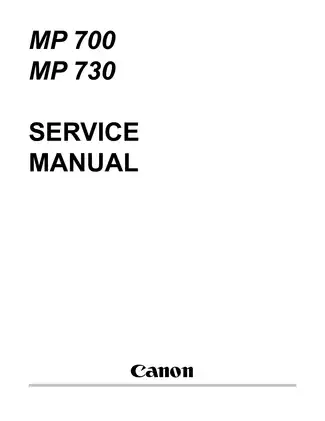 Canon MultiPASS MP700/MP730 Service Manual - Comprehensive Guide for Technical Support