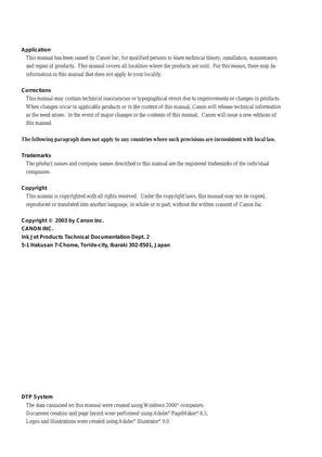 Canon MultiPASS MP700/MP730 Service Manual - Comprehensive Guide for Technical Support Preview image 3