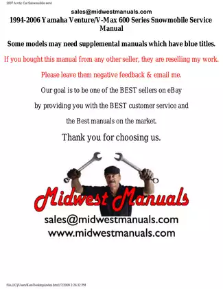 1994-2006 Yamaha Venture/V-Max 600 Series Snowmobile Service Manual