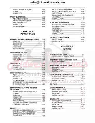 2007-2008 Yamaha Phazer 500 Series/Venture Lite 500 Snowmobile Service Manual Preview image 5