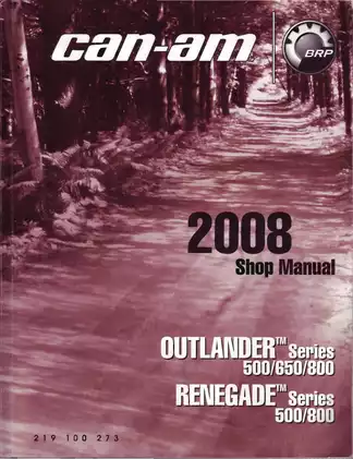 2008-2009 Can-Am Outlander , Renegade 500, 650, 800, XT, Max, LTD  manual Preview image 1