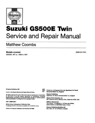1989-1997 Suzuki GS500E Twin service manual Preview image 2