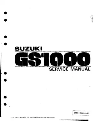 Suzuki GS1000 Service Manual - Comprehensive Motorcycle Guide