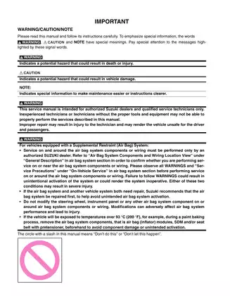 Suzuki SX4 service and shop manual