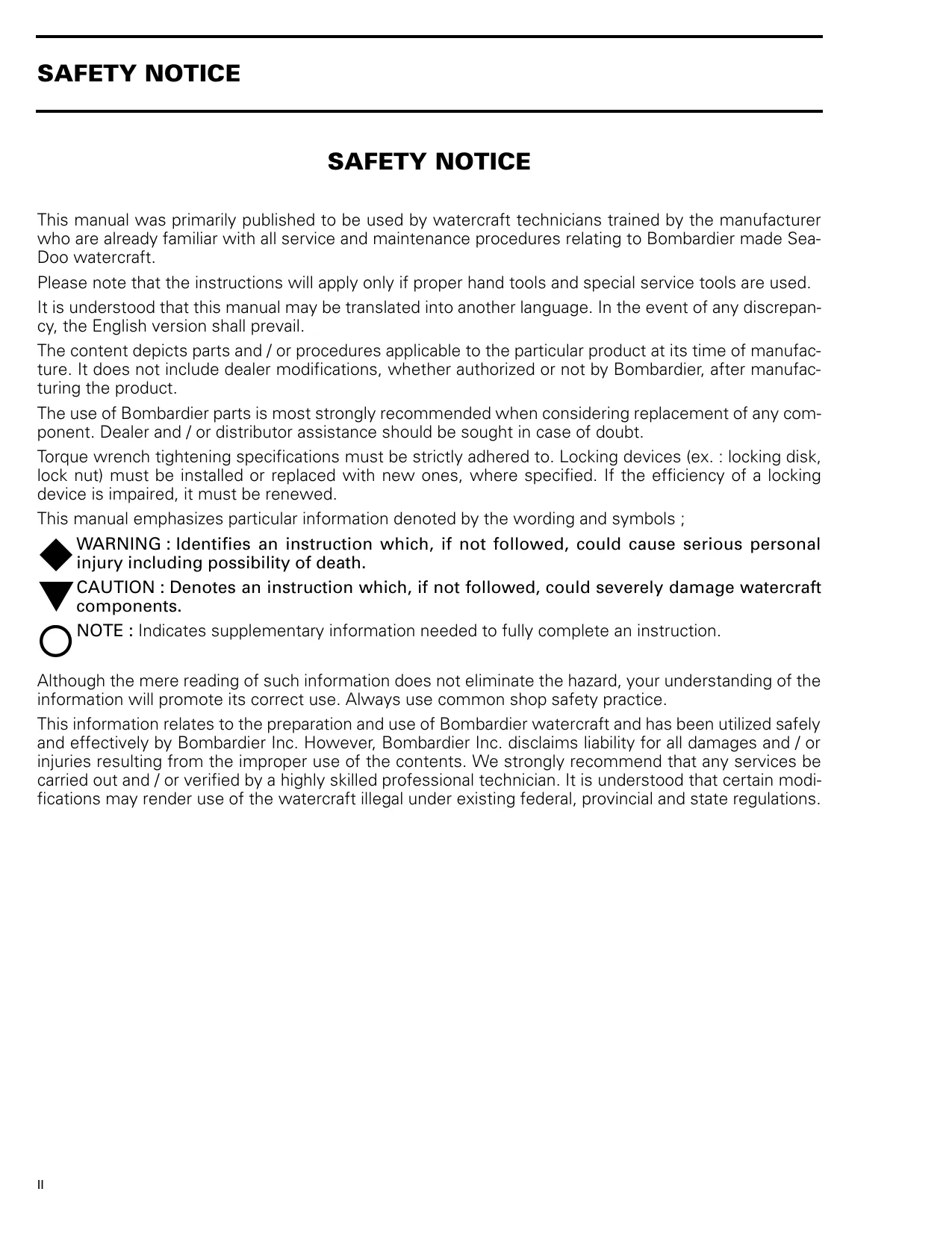 1996 Bombardier Sea Doo  SP, SPX, SPI, XP, GTS, GTI, HX shop service manual + supplements Preview image 5