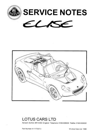Preview: 1996–2002 Lotus M111 Elise / 111S / Exige / 340R Service Manual (P/N A111T0327J)