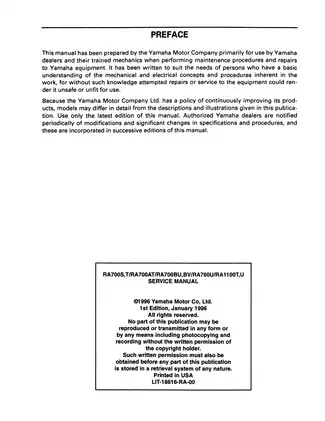 Yamaha WaveRaider Service Manual (1994-1997) Preview image 2
