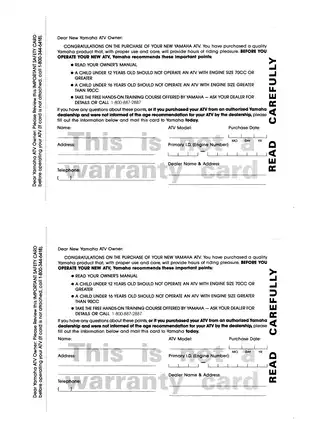 1991-2003 Yamaha Warrior 350 repair, service manual Preview image 3