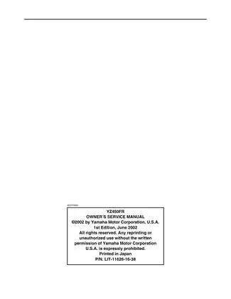 2003-2007 Yamaha YZ450, Y450FR owners service manual Preview image 3