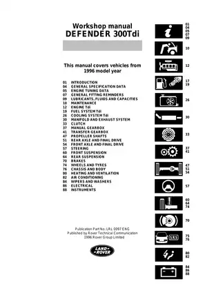 Land Rover Defender 300Tdi Workshop Manual (1996-1997) - Comprehensive Repair Guide Preview image 3