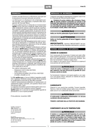 Aprilia Area 51 Service & Repair Manual (1999 Edition) - Comprehensive Guide for Mechanics Preview image 2