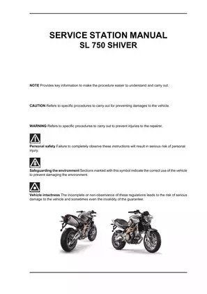 Aprilia SL 750 Shiver Service Station Manual - Complete Guide for Maintenance and Repair Preview image 3