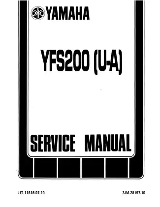 Yamaha YFS200 (U-A) Service Manual - Comprehensive Repair Guide