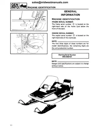 Yamaha Enticer LTR 340/400 Snowmobile Service Manual (1988-1990) Preview image 5