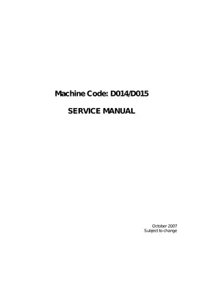 Comprehensive Service Manual for D014/D015 Copier (2007 Edition)