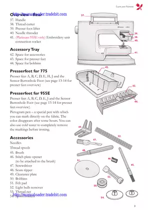 Husqvarna viking platinum 775, 955E sewing machine users manual Preview image 5