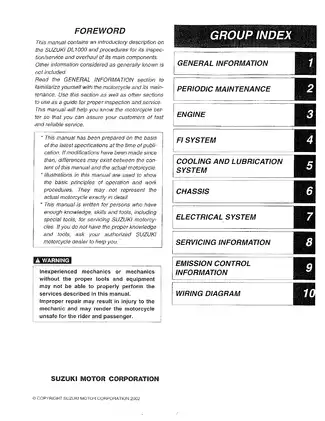 2002-2007 Suzuki DL 1000 V-Strom service manual Preview image 3