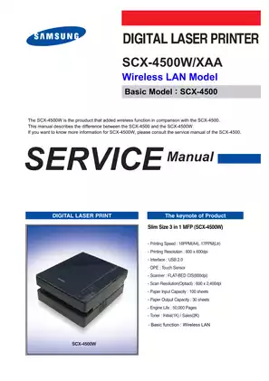 Samsung SCX-4500, 4500C, 4500W multifunction printers service manual Preview image 1
