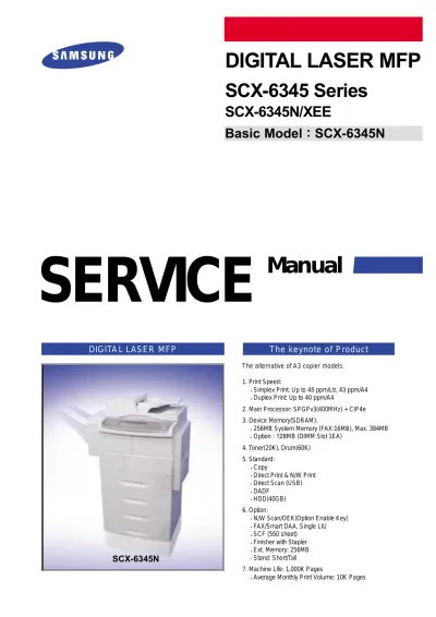 Preview: 2007 Samsung SCX-6345N Service Manual (P/N JC-0177G)