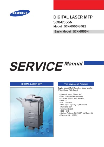 Preview: Samsung SCX-6555N Service Manual (P/N SCX-6555N/SEE)