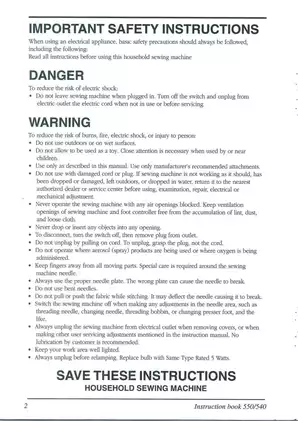 Comprehensive Instruction Manual for Lily 550 & 540 Sewing Machines Preview image 2