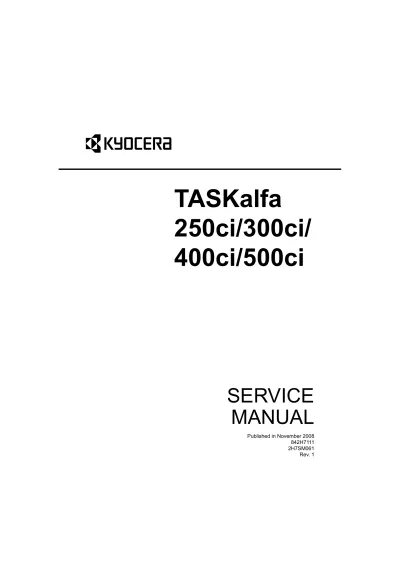 Preview: Kyocera TASKalfa 250ci/300ci/400ci/500ci 2008 Service Manual (P/N 302FZ17100)