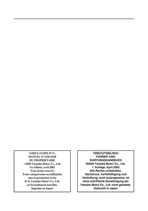 Yamaha YZ85 Owner's Service Manual (2005 Edition) Preview image 3