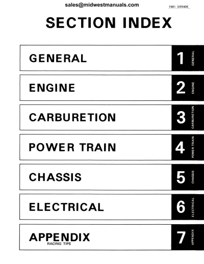 Preview: 1981–1991 Yamaha SRV540 Series / SR540E / SR-V Service Manual (P/N 8L9-016101)