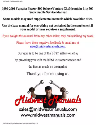 1999-2001 Yamaha Phazer 500 - Comprehensive Snowmobile Service Manual