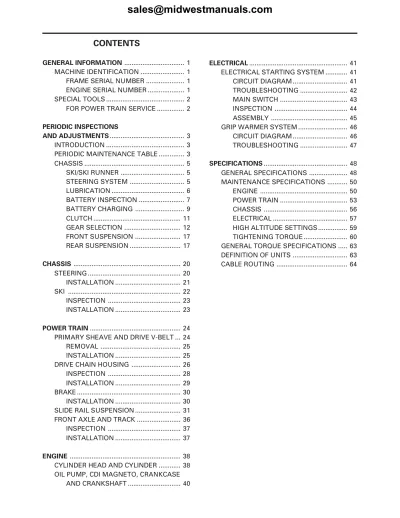 Preview: 1999–2001 Yamaha Phazer 500 Deluxe / Venture XL / Mountain Lite Service Manual