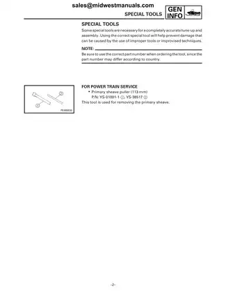 1999-2001 Yamaha Phazer 500 DLX, Mountain Lite Phazer, Venture XL snowmobile repair manual Preview image 4