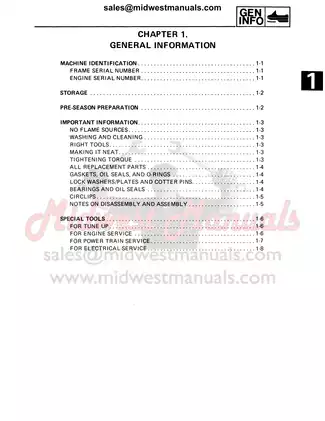 1987-1990 Yamaha Exciter 570,  Exciter EX570,  Exciter EX570E Deluxe, Venture XL 500 snowmobile service manual Preview image 3