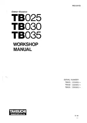 1990-1999 Takeuchi™ TB025 mini excavator workshop manual