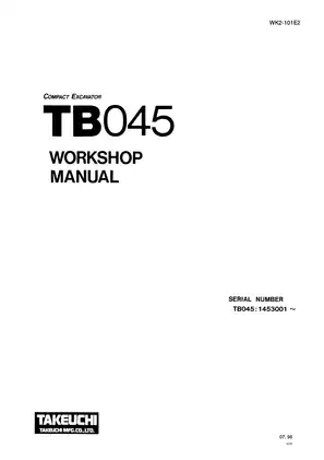 1990-1999 Takeuchi™ TB045 midi excavator workshop manual Preview image 1