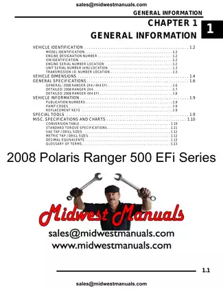 2008 Polaris Ranger 500 4x4 service and repair manual