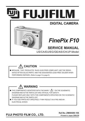Fujifilm Fuji Finepix F10 digital camera service manual