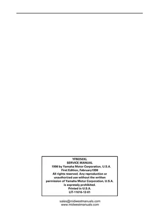 Yamaha YFM250XL Service Manual (1998) - Complete Repair and Maintenance Guide Preview image 2