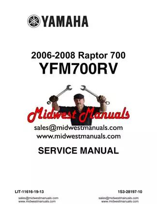 2006-2008 Yamaha Raptor 700 manual Preview image 1